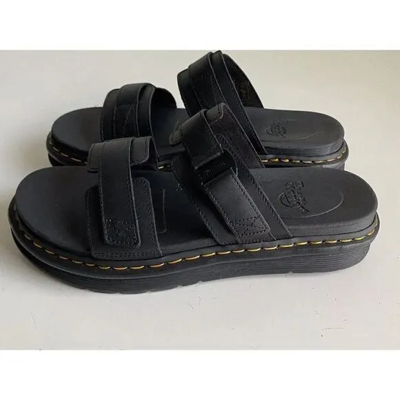 Dr DOC Martens Men's Size 13 Chilton Leather Slide Sandals Black Hydro NEW