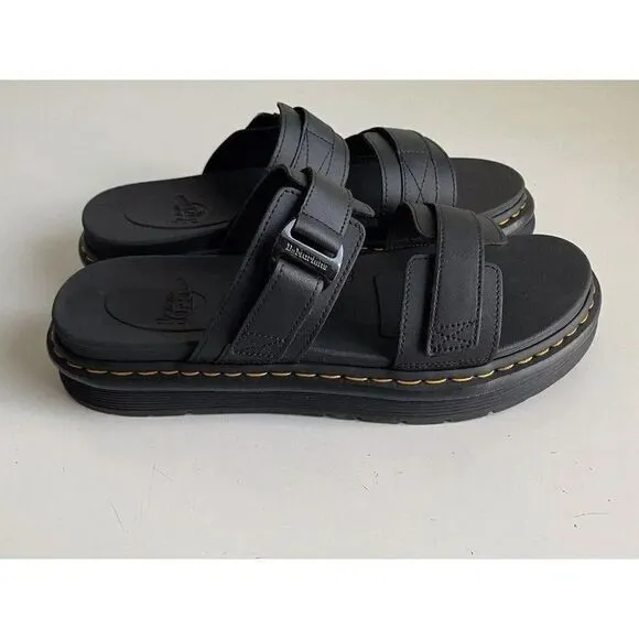 Dr DOC Martens Men's Size 13 Chilton Leather Slide Sandals Black Hydro NEW
