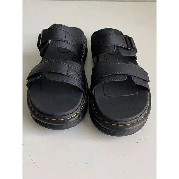 Dr DOC Martens Men's Size 13 Chilton Leather Slide Sandals Black Hydro NEW