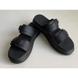 Dr DOC Martens Men's Size 13 Chilton Leather Slide Sandals Black Hydro NEW