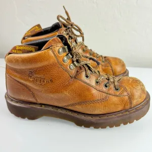 Dr Doc Martens Work Boots Tie Saxon‎ Grizzly Leather Chestnut Tan Brown Heavy