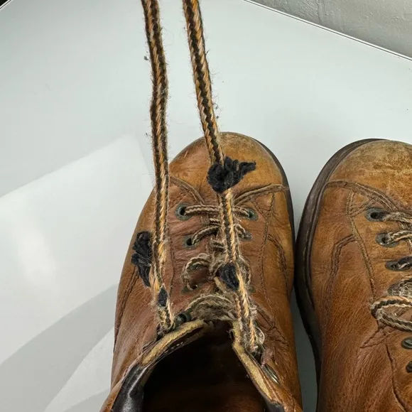Dr Doc Martens Work Boots Tie Saxon‎ Grizzly Leather Chestnut Tan Brown Heavy