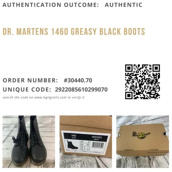 Dr Marten 1460 Greasy Black Lace-Up Boots in box