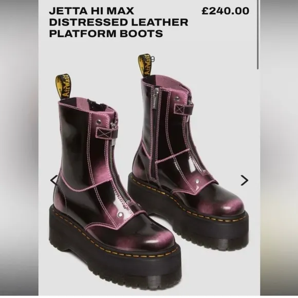 Dr. Marten Jetta Hi Max Distressed Pink Leather Platform Boot Sz 10 Like New!