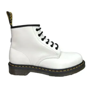 Dr. Martens 101 Yellow Stitch White Leather Boots - Size 8M / 9W