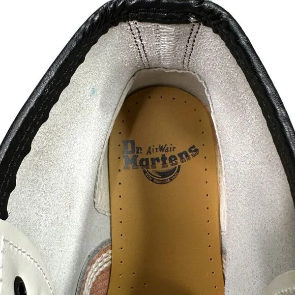 Dr. Martens 101 Yellow Stitch White Leather Boots - Size 8M / 9W
