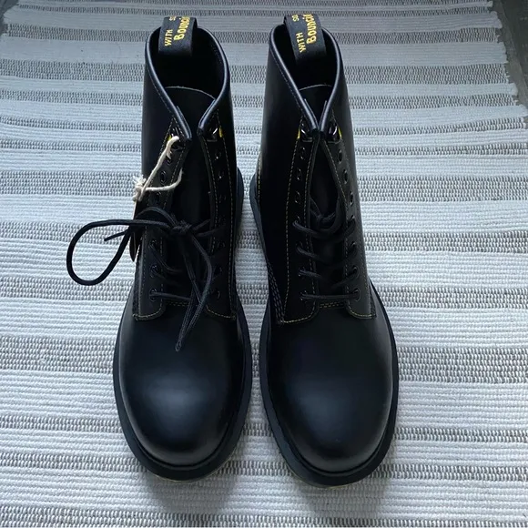 Dr Martens 1460 Marbled Sole Smooth Leather Lace Up Boots