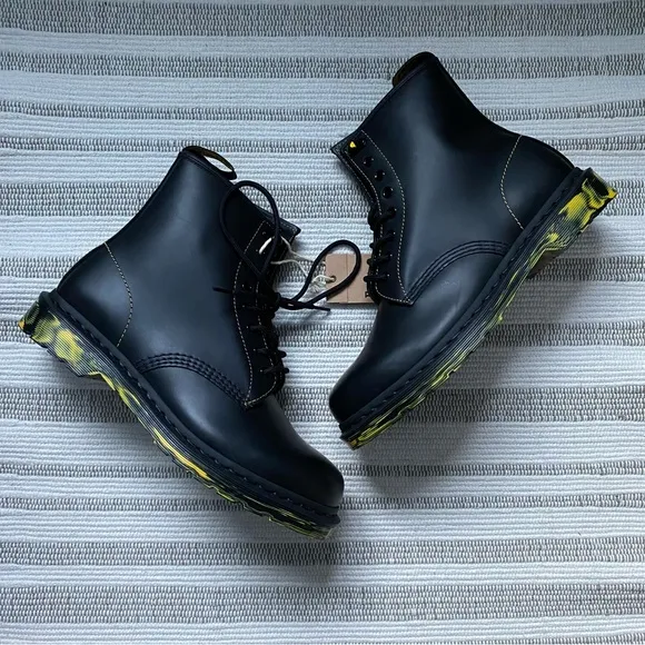 Dr Martens 1460 Marbled Sole Smooth Leather Lace Up Boots