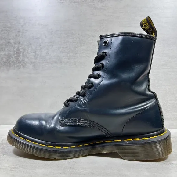 Dr Martens 1460 Smooth Leather 8-Eye Lace Up Boots - Women's Size 7 - Blue