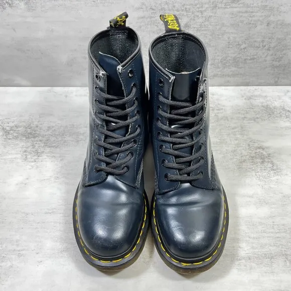 Dr Martens 1460 Smooth Leather 8-Eye Lace Up Boots - Women's Size 7 - Blue