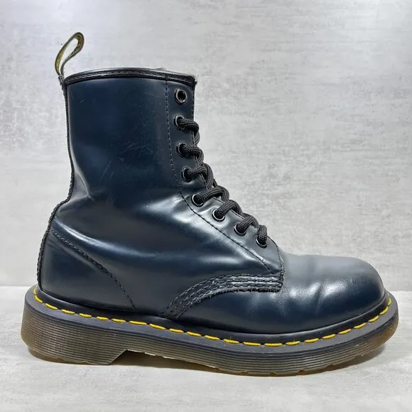 Dr Martens 1460 Smooth Leather 8-Eye Lace Up Boots - Women's Size 7 - Blue