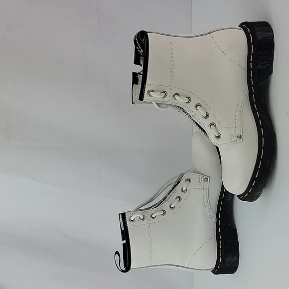 Dr. Martens 1460 Twin Zip Lace Up White Leather Women's Ankle Boots