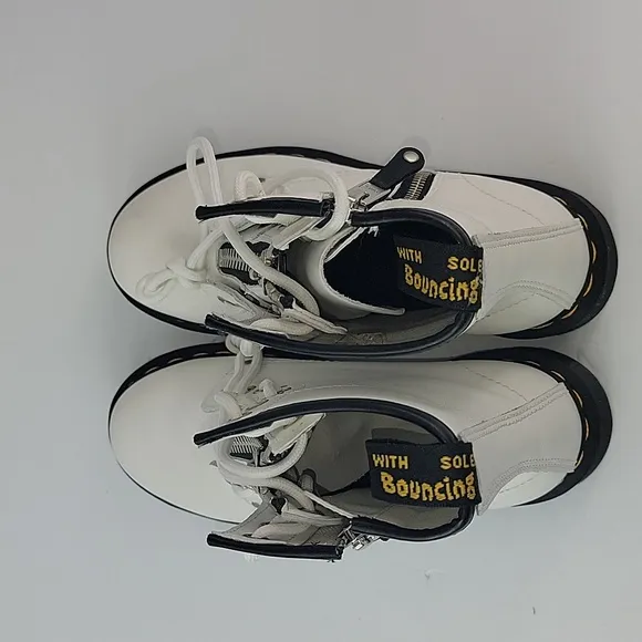 Dr. Martens 1460 Twin Zip Lace Up White Leather Women's Ankle Boots