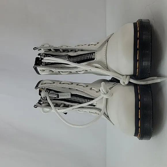 Dr. Martens 1460 Twin Zip Lace Up White Leather Women's Ankle Boots