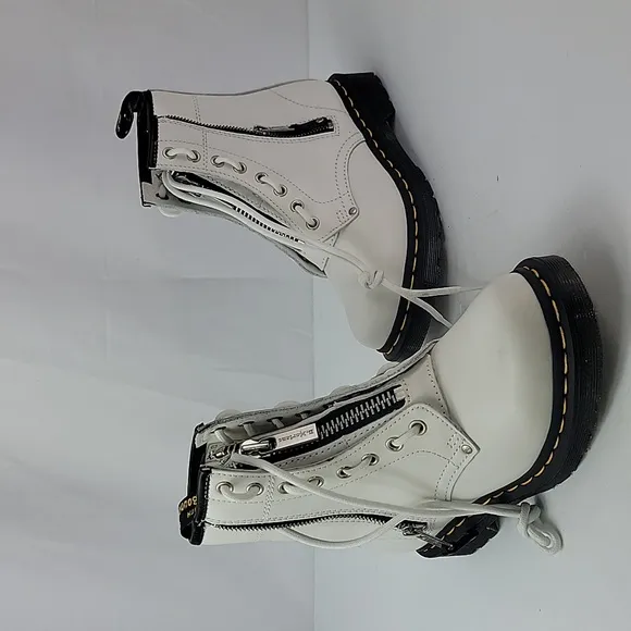 Dr. Martens 1460 Twin Zip Lace Up White Leather Women's Ankle Boots