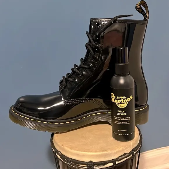 Dr. Martens 1460 Women's Patent Leather Lace Up Boots &amp; patent cleaner