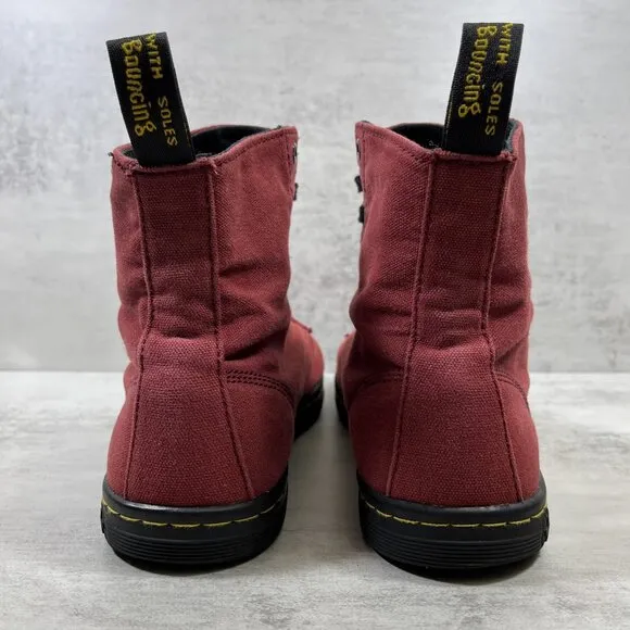 Dr Martens Alfie Canvas Lace Up  Boots - Men's Size 9 / Women's 10 - Red