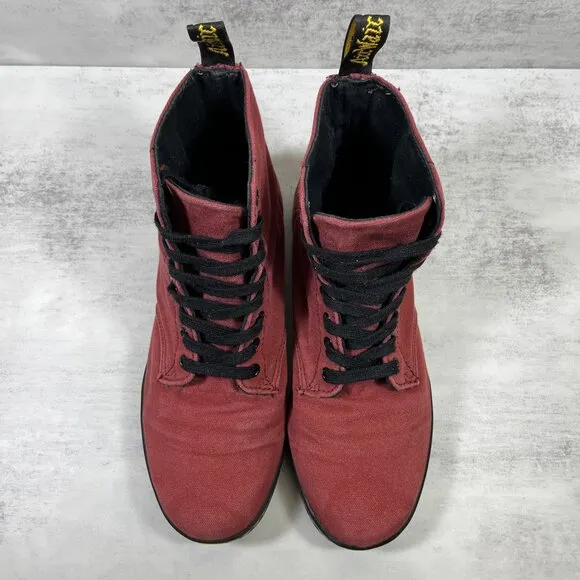 Dr Martens Alfie Canvas Lace Up  Boots - Men's Size 9 / Women's 10 - Red
