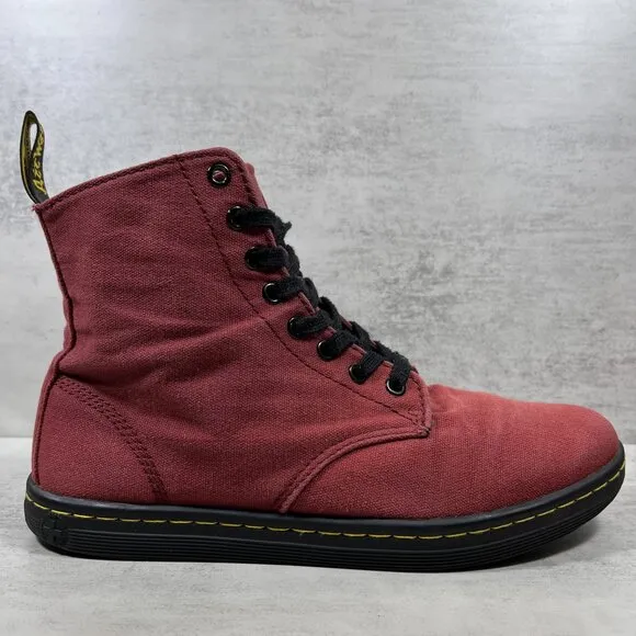 Dr Martens Alfie Canvas Lace Up  Boots - Men's Size 9 / Women's 10 - Red