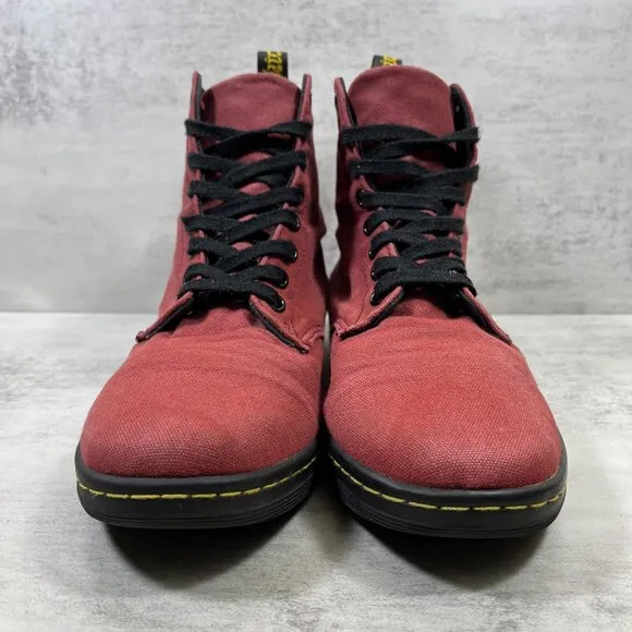 Dr Martens Alfie Canvas Lace Up  Boots - Men's Size 9 / Women's 10 - Red