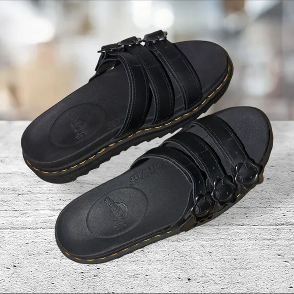 Dr. Martens Black Blaire Slide flwr Sandals size 9L