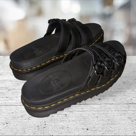 Dr. Martens Black Blaire Slide flwr Sandals size 9L