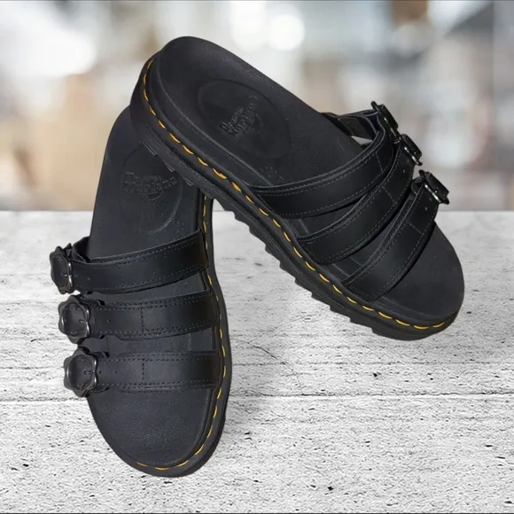 Dr. Martens Black Blaire Slide flwr Sandals size 9L