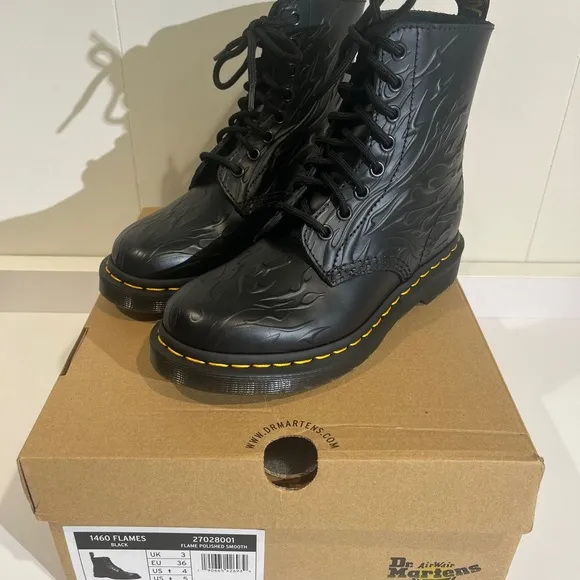 Dr. Martens Black Flame Boots
