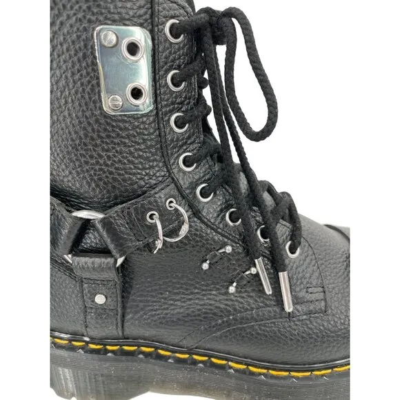 Dr. Martens Black Leather Jadon Platform Boots Men's 10 Piercing Napa Leather