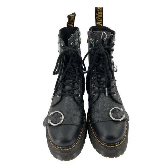 Dr. Martens Black Leather Jadon Platform Boots Men's 10 Piercing Napa Leather