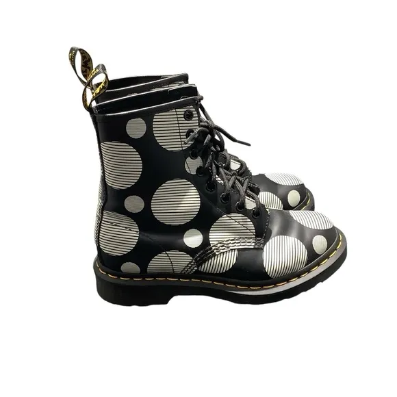 Dr. Martens Black White Polka Dot Lace Up Boots