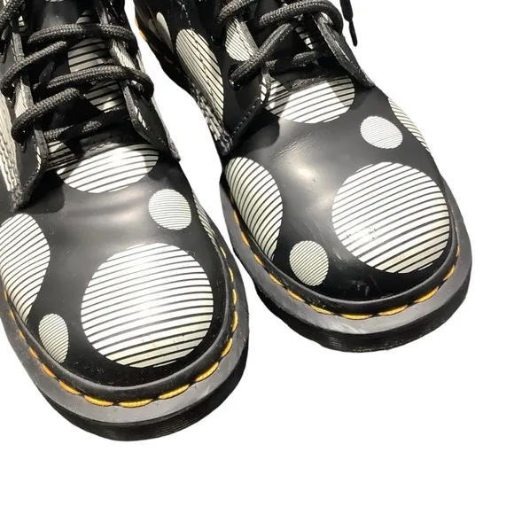 Dr. Martens Black White Polka Dot Lace Up Boots