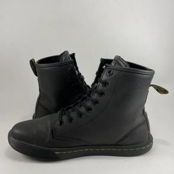 Dr Martens Docs Sheridan Matte Combat Boots Womens Size 7 Black Leather Lace Up