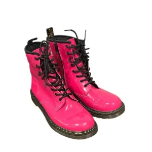 Dr Martens hot pink patent leather 1460 combat lace up ankle boots Size 7