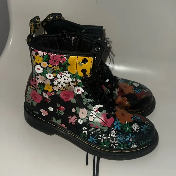 Dr. Martens Junior 1460 Floral Mash Up Leather Lace Up Boots