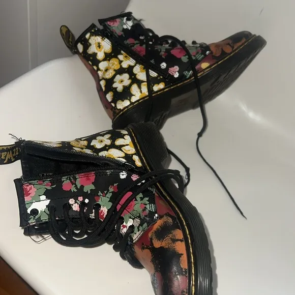 Dr. Martens Junior 1460 Floral Mash Up Leather Lace Up Boots