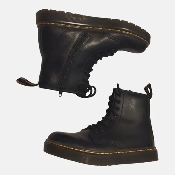 Dr. Martens Kids ZAVALA J Ankle‎ Boots Size US2 EU33 Black Leather Lace Up