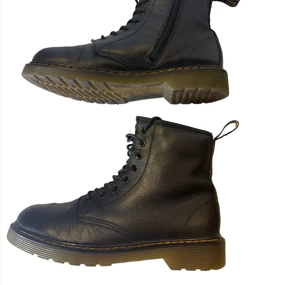 Dr. Martens Lace-Up Zip-Up Black Leather Unisex Kids Boots Size 4M