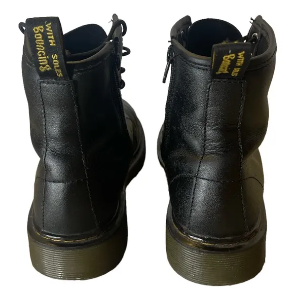 Dr. Martens Lace-Up Zip-Up Black Leather Unisex Kids Boots Size 4M