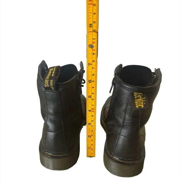 Dr. Martens Lace-Up Zip-Up Black Leather Unisex Kids Boots Size 4M