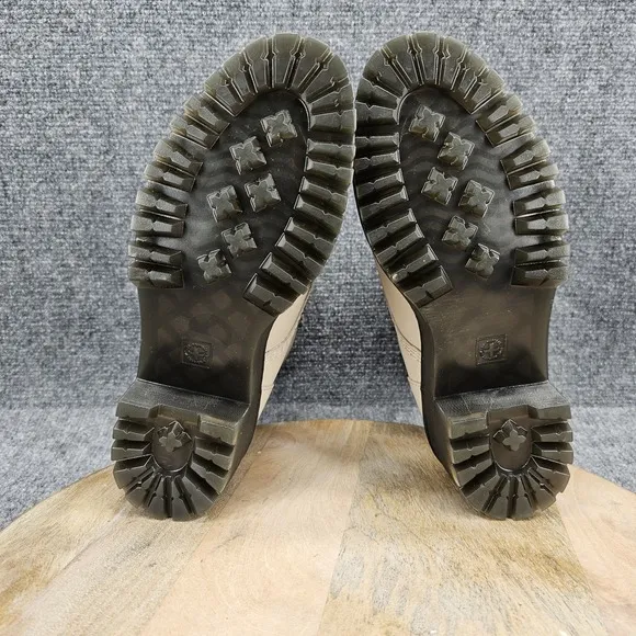 Dr. Martens Leona Women's Size 8 Taupe Leather Platform Lace Up Combat Boots