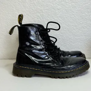 Dr. Martens Luana Lace Up Boots Womens 7 Black Patent Leather Sparkles Glitter