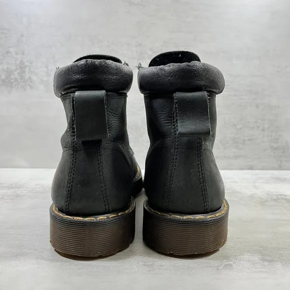 Dr Martens Made In England 6-Eye Leather Lace Up Boots - Women's Size 8 US