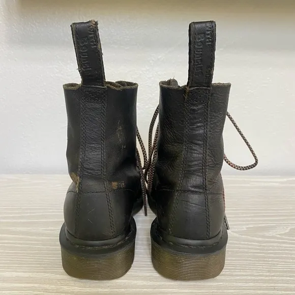 Dr. Martens Pascal 1460 Combat Black Lace Up Boots Size 6