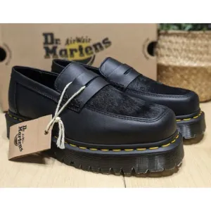 Dr. Martens Penton Bex Square Toe Hair-On &amp; Black Lucido Leather Loafers UK5 NIB