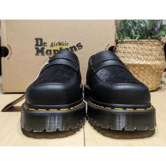 Dr. Martens Penton Bex Square Toe Hair-On &amp; Black Lucido Leather Loafers UK5 NIB