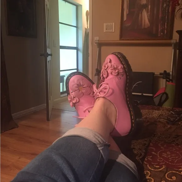 Dr. Martens Pink Flower Flats with Chunky Sole
