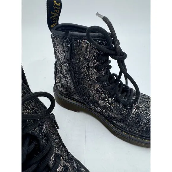 Dr. Martens size 12 Youth 1460 Crinkle Metallic Lace Up Boots