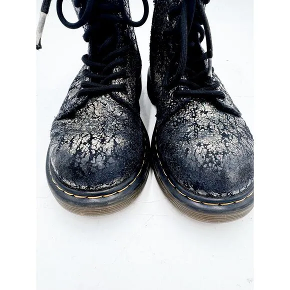 Dr. Martens size 12 Youth 1460 Crinkle Metallic Lace Up Boots