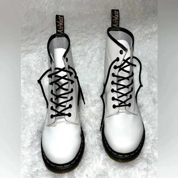 Dr. Martens | White Leather Lace Up Boots